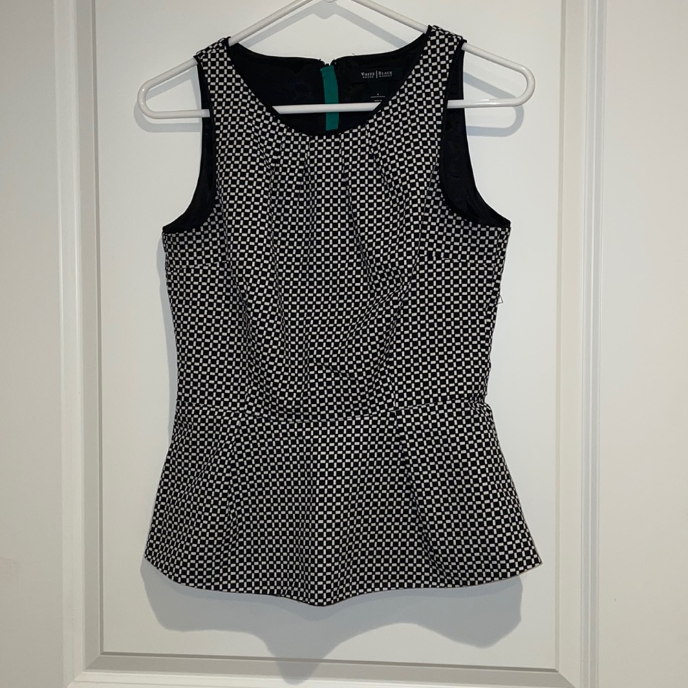 WHBM Black And White Peplum Sleeveless top, size 4